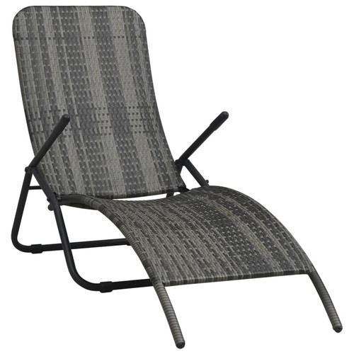 Sun lounger grey - grey, rattan