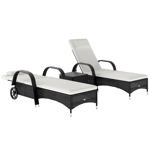 3pc rattan sun lounger wicker - sun,