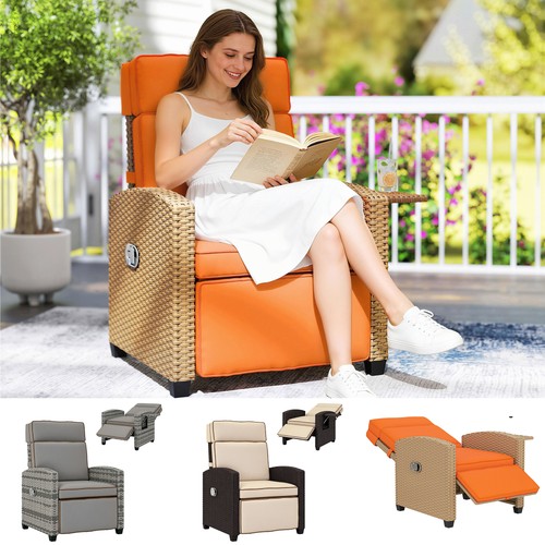 Rattan garden recliner - rattan,