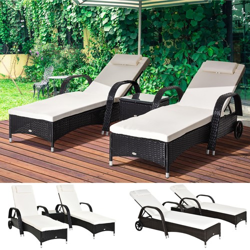 3pc rattan sun lounger - 3pc,
