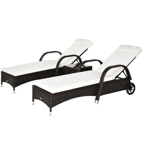Rattan sun loungers garden set - loungers,