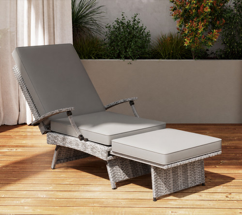Rattan sun lounger grey - sun,