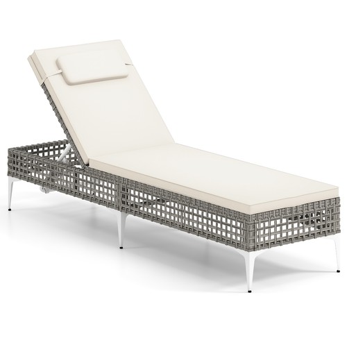 Rattan white sun - white, lounger
