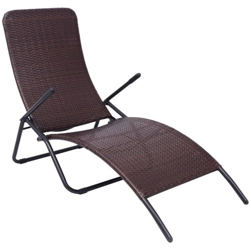 Sun lounger brown rattan - sun,