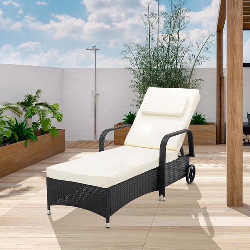 Rattan sun lounger bed - rattan,