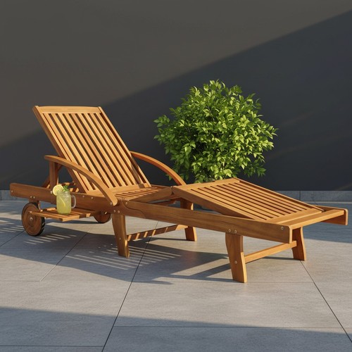 Wooden sun lounger - wooden,