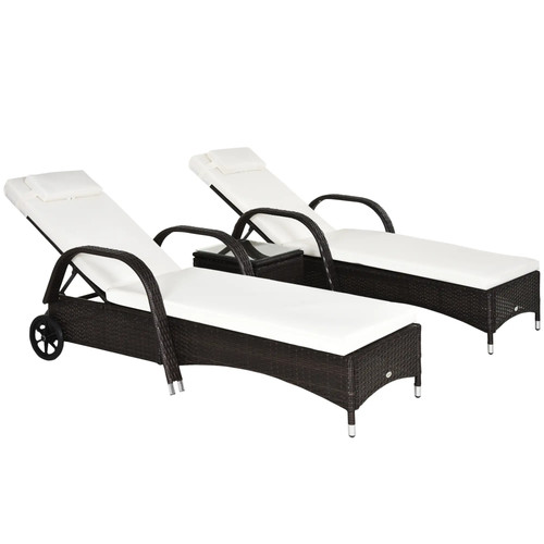 Rattan sun loungers set 2 - rattan,