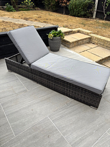 Grey rattan sun bed lounger - grey,