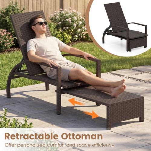 Patio wicker chaise lounger - patio,